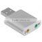 Aluminum USB External Stereo 7.1 Channel 3D Sound Card Adapter 3.5mm Aux Out