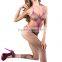 Pink Trim Net Crotchless Shiny Plus Size Bodystocking