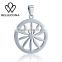 Fashion jewelry 316l stainless steel wheel design pendant necklace