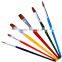 6 pcs colorful handle assorted artist brushes watercolor paint brush set nylon brush professional art supplier in china