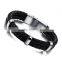 316L Mens Stainless Steel Jewelry Leather Bracelet Wholesale