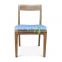 Dining Chair Japanese Style Made From Solid teak Wood , White Wash Color , seater With Denim Fabric