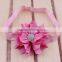 fabric flower headband with rhinestone in center for kids hair accessories