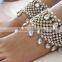 PEARL CRYSTAL payal ANKLETS pair feet bracelet Gold plated