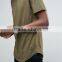Khaki Longline T-Shirt with Curved Hem Hot Sale Men's Elongated T-Shirt White Plain 95% Cotton 5% Elastane Round Bottom T Shirt