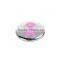 Zinc Based Alloy Spacer Beads Flat Round Silver Tone Pink Ribbon Enamel