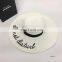 Letters Embroid Large Brim Hat Beach Hat Holiday Sun Shading Sun Hat