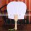 Handmade Paddle Paper Fan With Wooden Handle White Chinese Palace Round Fan Bridesmaids Wedding Favors Party Gifts