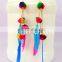 Feather and Pom Pom Tassel Earrings for Women-Funky Tassel and Pom Pom Beaded Earrings-Feathers Pom Pom Earrings