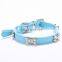 Best selling pu material dog fancy collar colorful rhinestone pet collars