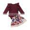 Explosion style children's romper floral tassel skirt suit