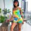 Wholesales Best Seller Women Tie Dye Casual Jumpsuit Ladies Bodycon Short Tie Dye Playsuit Women Jumpsuit