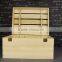 Custom finished hinged lid wooden wine box 6 bottles wine boxes with handle