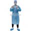 Cheap LEVEL 2 EN 13795 Non woven Disposable Knit Cuff Waterproof Hospital Medical Isolation Gowns