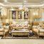Italian classical leather luxury living room furniture wood carved royal sofa set
