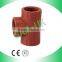 Pipe Fittings PP red Tee Pipe Female Equal Tee 3 way