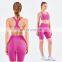 Tik Tok High Elastic Front Zipper Sport Bra Biker Shorts Sets Women Fitness Yoga Wear