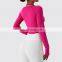 Sexy Halter Neck Long Sleeve Sports T Shirt Women Custom Logo Sports U Hem Skinny Thumb Hole Tops