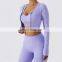 Women Long Sleeve Sport Tshirts Yoga Factory Sales Front Button Quick Dry Crop Tops