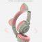 Adorable Cool Christmas Gifts earphones for Women Girls kids LED Glowing Fordable Cat Ear Headphones