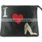 Costom Printed leather Black zipped clutch bag with pictures