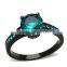 Blue Zircon AAA CZ Black Stainless Steel Engagement Ring Women's ring jewelry