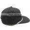 unstructured flat brim 5 panel snapback cap with string