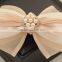 Beige Chiffon Ribbon With Rhinestone Hair Clip Hair Bow Flowers Accessories
