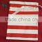 Red Stripes Printed Bag with Ribbon Drawstring