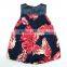 ( H3682 ) Navy 2-6Y Nova kids fashion wear 2015 good feeling summer sleeveless floral satin girls dress
