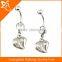 Hot Selling Stainless Steel Vibrating Piercing Body Jewelry Belly Button Navel Rings with Charming Heart Dangle