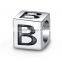 Silver Letter Alphabet Initial Dice Cube Bead for Fashion Charm Necklace