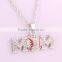 Sport Theme Rhinestone Baseball MOM Pendant Necklace