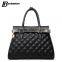 waterproof diamond lattice zippered women handbag genuine leather