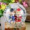 Resin bear couple antique musical snow globes with blowing snow