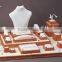 Custom design shop decora ring earring necklace painted wooden jewelry display set