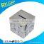 silver cube money bank box for coins