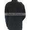 stand colar button and zipper multi pocket black jacket with applique on sleeve