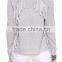 Woman gray color hign neck long sleeve fashion fringe blouse