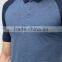 Custom Short Sleeve Button Placket Contrast Collar And Raglan Sleeves Navy Men's 100% Cotton Jersey Slim Fit Casual Polo Tshirt