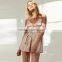 Latest design ruffle silk playsuit women dongguan clothing