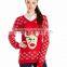 Women Red Sweater Sequined Glasses Santa Reindeer Pattern Christmas Souviners