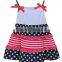 Kids Summer Boutique Clothes 4th of July Baby Short Sleeve T-shirt And Ruffle Stripe Capri