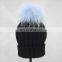 Wholesale China Real Raccoon Fur Pom Pom Beanie Hat for Adults