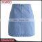 100% Cotton Womens Denim Lace-up Bud Short Skirt with Split Hem
