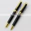 twist classical nice gloss black metal barrel ball point pen with gold clip and nose