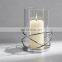 Transparent Clear High Borosilicate Glass Tea Light Votive Candle Holder Pillar Candle Holder With Plated Metal Bottom