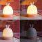 drop shipping hot selling night light silicone LED Lamp Colorful rabbit shaped Touch Sensor USB Charging Silicon For Kids gift