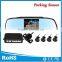 4.3inch lcd rearview mirror with parking assist 4 sensors and reverse camera