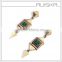 Green Stone Alloy Triangle Pendant Earrings